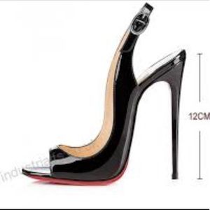 💄New In Box! Women's Black Patent Peep Toe Heels